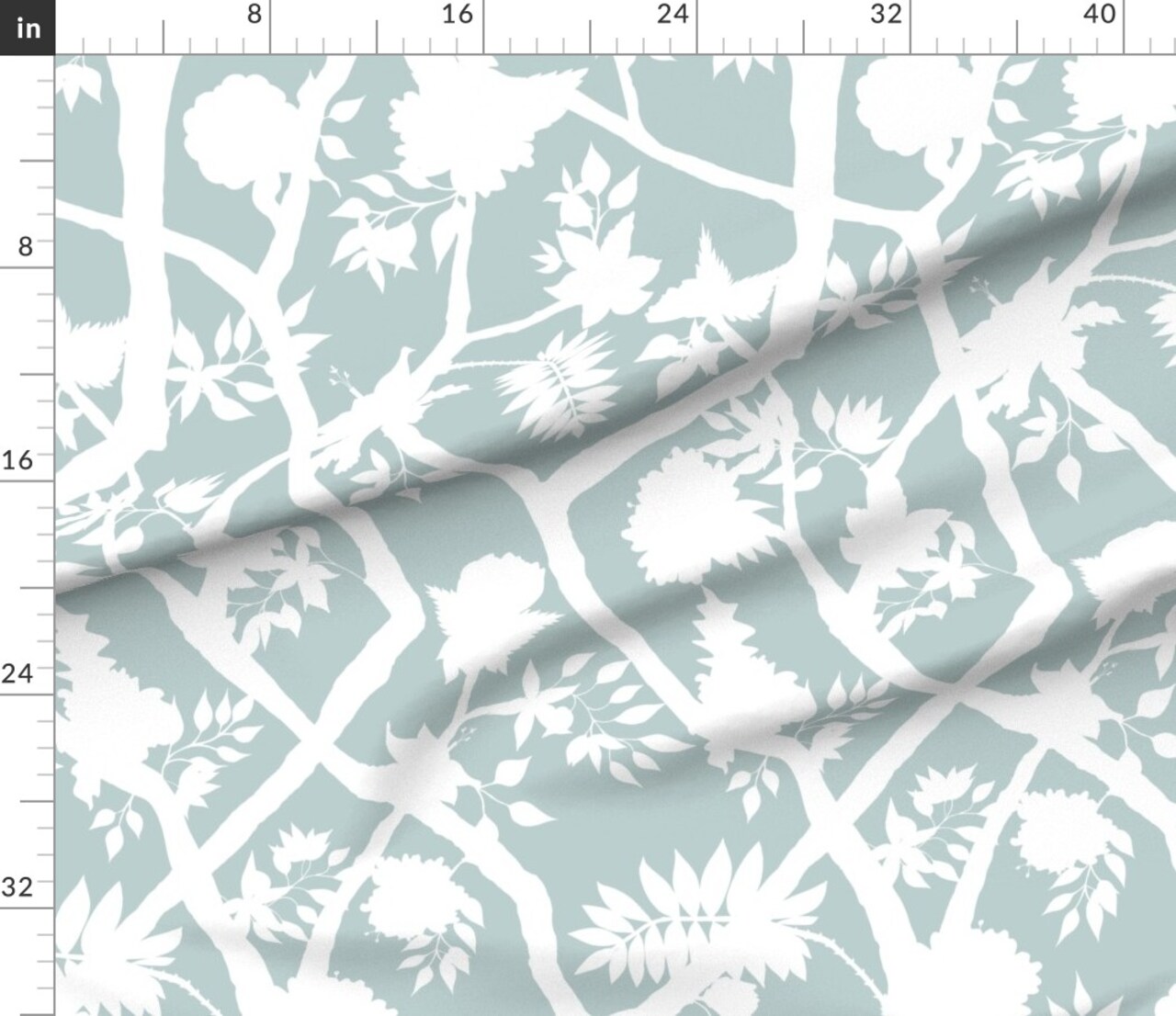 Floral Silhouette Tropical Retro Modern Botanical Boho Chic Coastal Garden Large Scale Custom Printed Fabric by Spoonflower Various Fabrics by the Yard or Fat Quarter